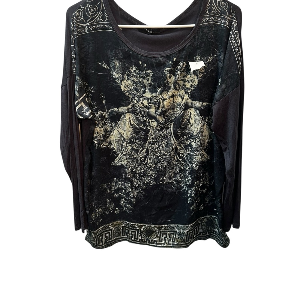 B’Leev Ethereal Graphic Long sleeve shirt size L NWT